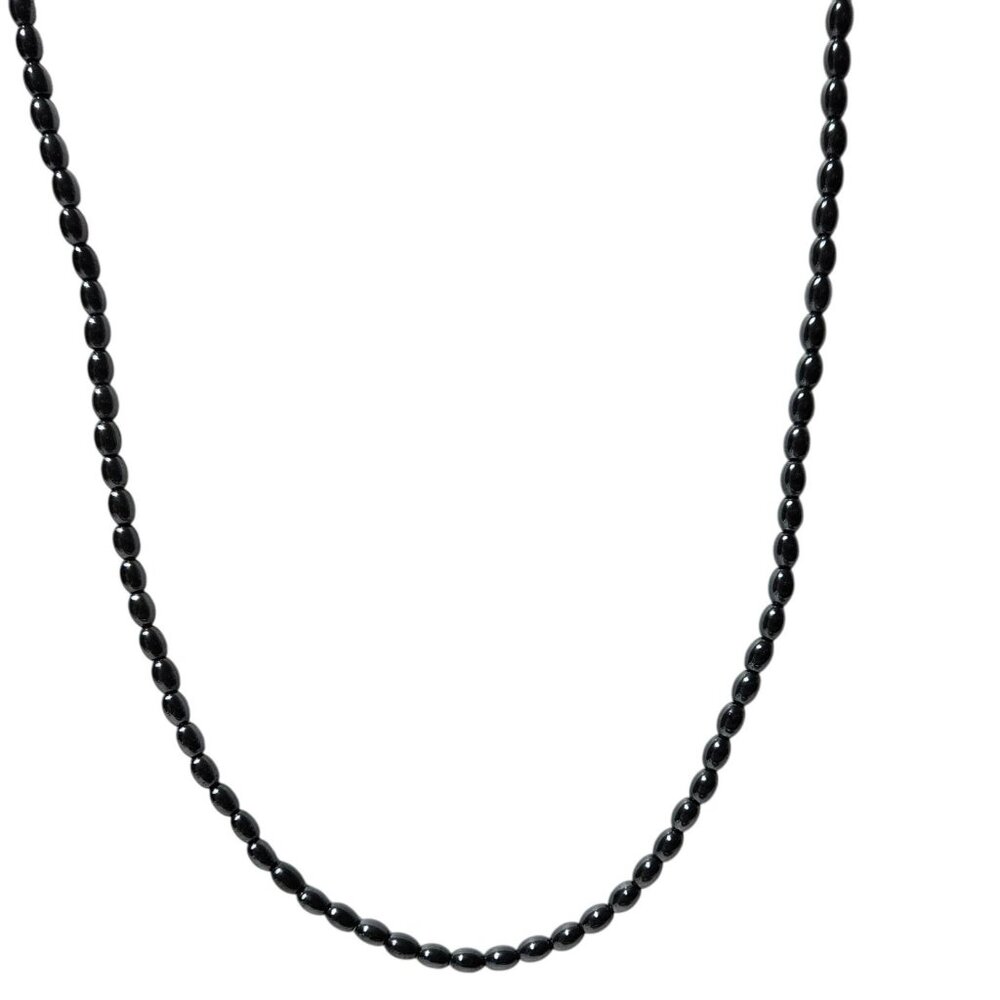 Elegant Hematite Beaded Necklace Minimalist Peace Protection Spiritual Jewelry